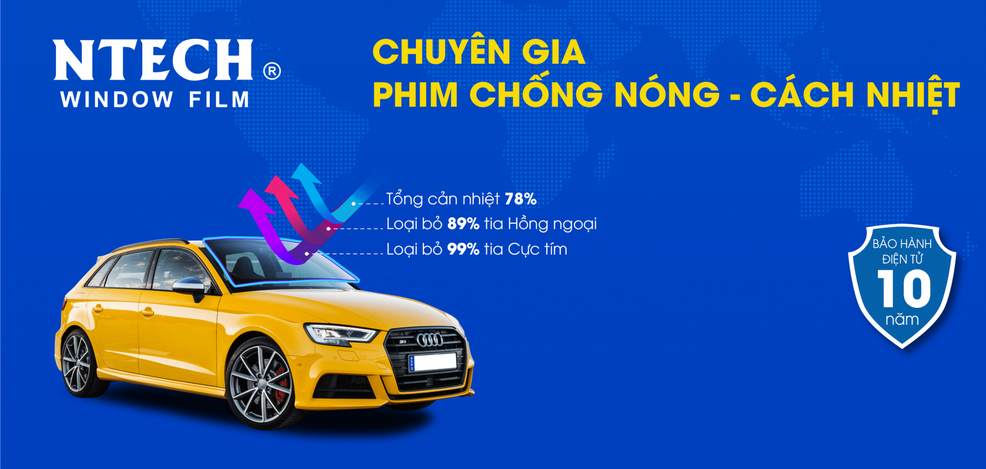 Dán Phim cách nhiệt Ô tô Ntech kính lái - Bacnam.vn