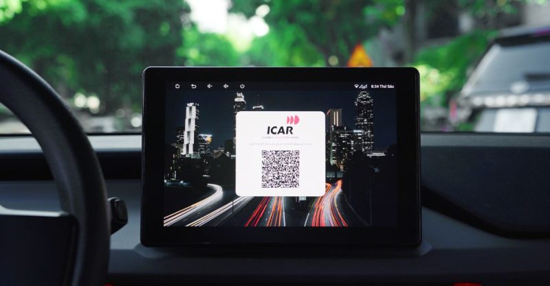 Kết nối với ứng dụng ICAR với hệ thống màn hình Android MHU giúp chủ xế VF3 nắm rõ thông số và nhật ký xe