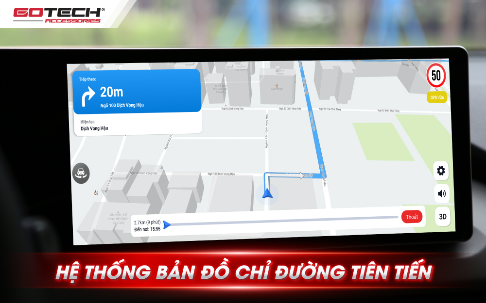 Màn hình ô tô thông minh GOTECH GT VF3 dẫn đường hiện đại