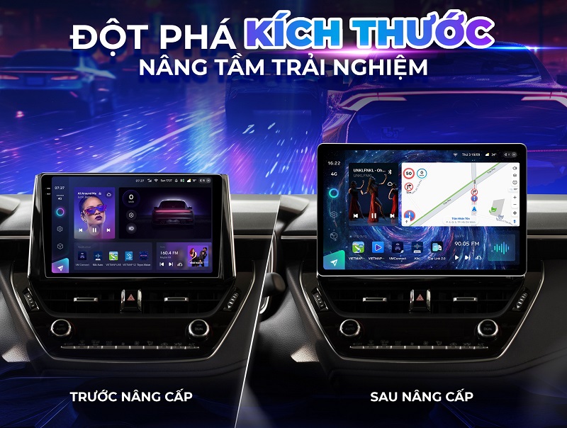 Teyes CC3 2K Max 360 có kích thước lớn 11.5 đến 13 inch